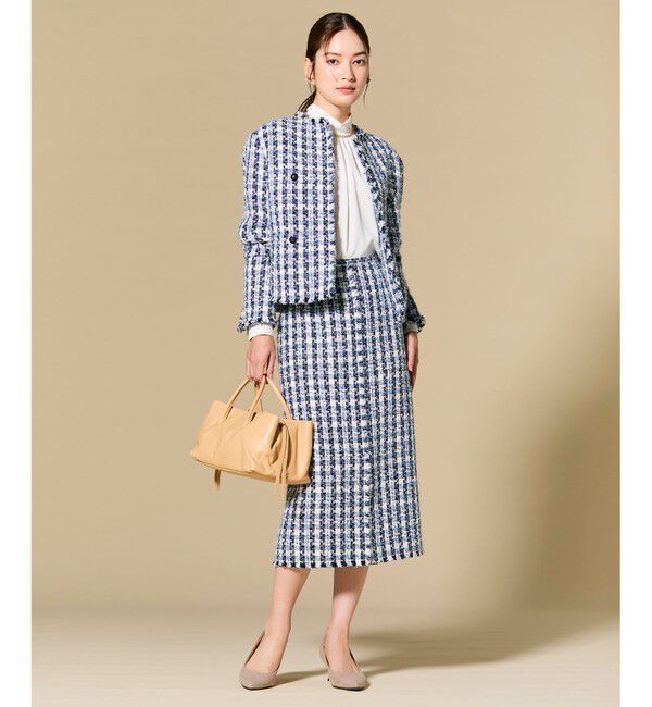 BEIGE,「【Precious掲載】BERYL / ファンシーツイードノーカラージャケット」|ノーカラージャケット|