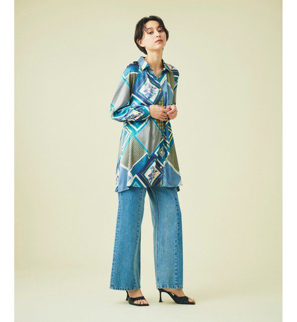 GRACE CONTINENTAL「スカーフプリントチュニックブラウス」|シャツ・ブラウス|グリーン