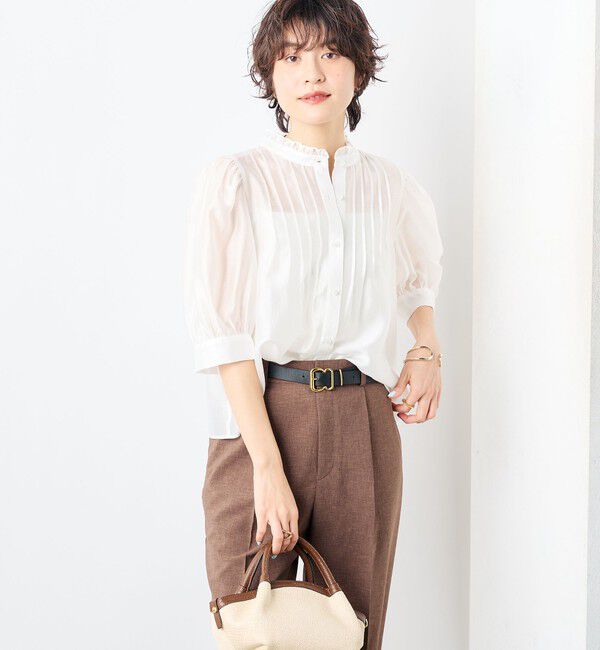 NOLLEY'S「5分袖衿フリルブラウス」|シャツ・ブラウス|