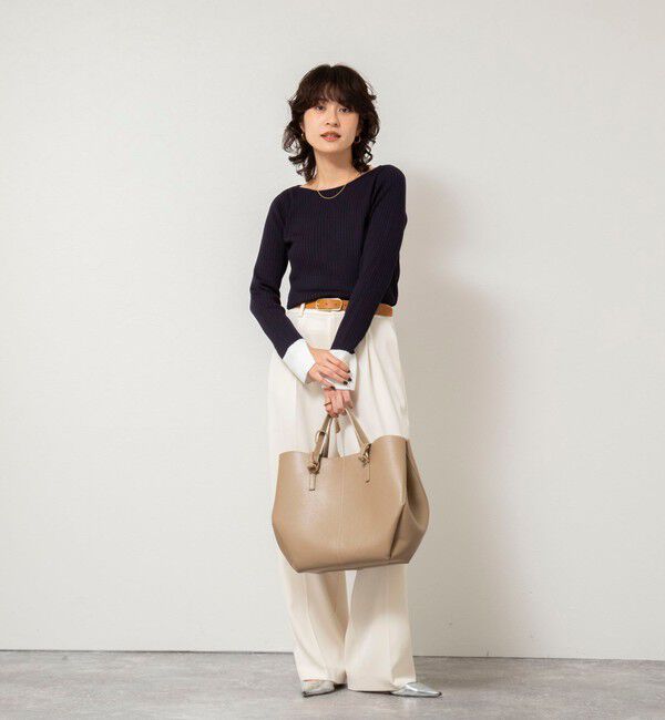 NOLLEY'S sophi「《手洗い可能》ウール混ワイドリブ袖口配色プルオーバー」|ニット・セーター|