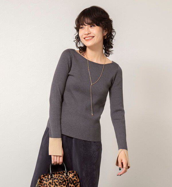 NOLLEY'S sophi「《手洗い可能》ウール混ワイドリブ袖口配色プルオーバー」|ニット・セーター|
