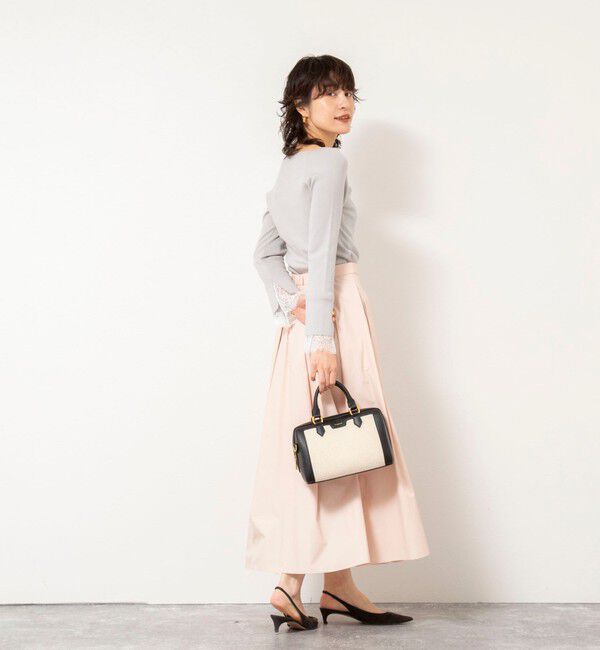 NOLLEY'S sophi「《手洗い可能》袖口レース取り外し可総針スクエアネックプルオーバー」|ニット・セーター|