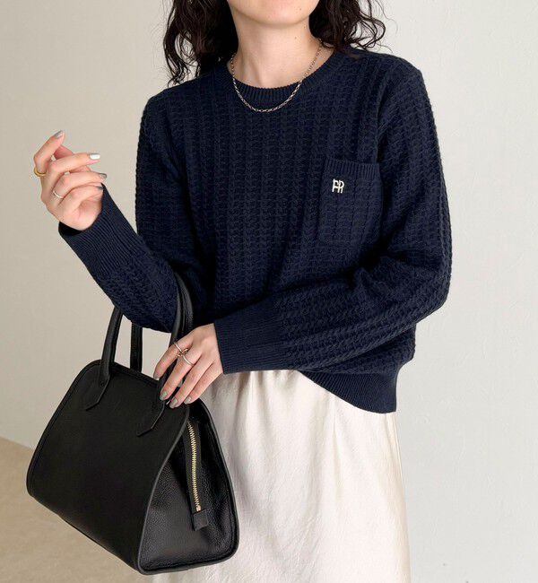 fredy emue「FR刺繍ケーブル柄ちびポケニットプルオーバー」|ニット・セーター|