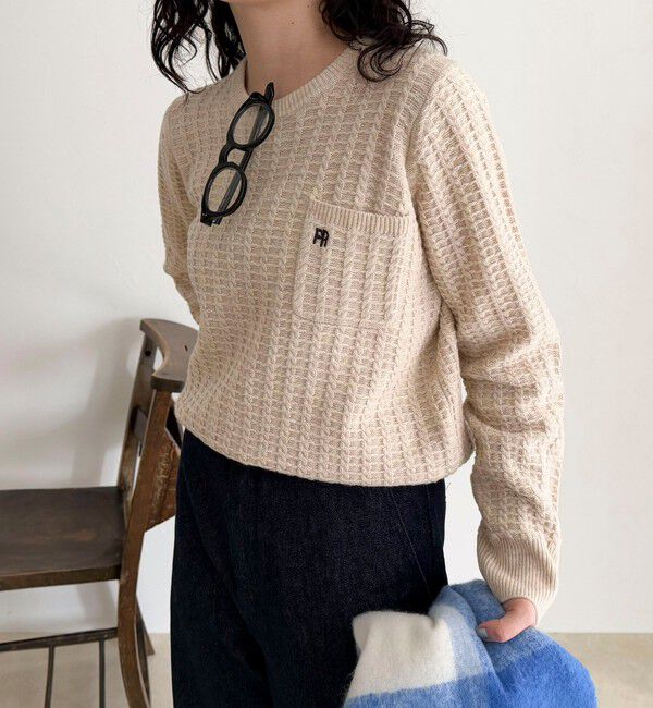 fredy emue「FR刺繍ケーブル柄ちびポケニットプルオーバー」|ニット・セーター|