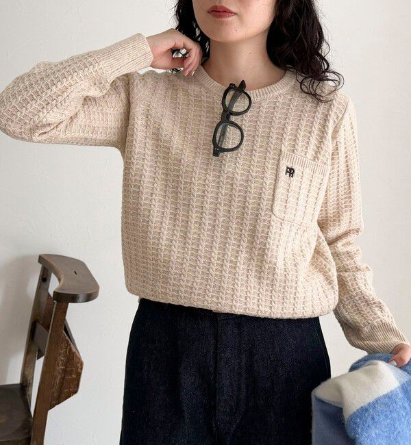 fredy emue「FR刺繍ケーブル柄ちびポケニットプルオーバー」|ニット・セーター|