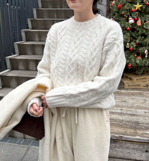 fredy emue「ふわふわ柄編みニットプルオーバー」|ニット・セーター|