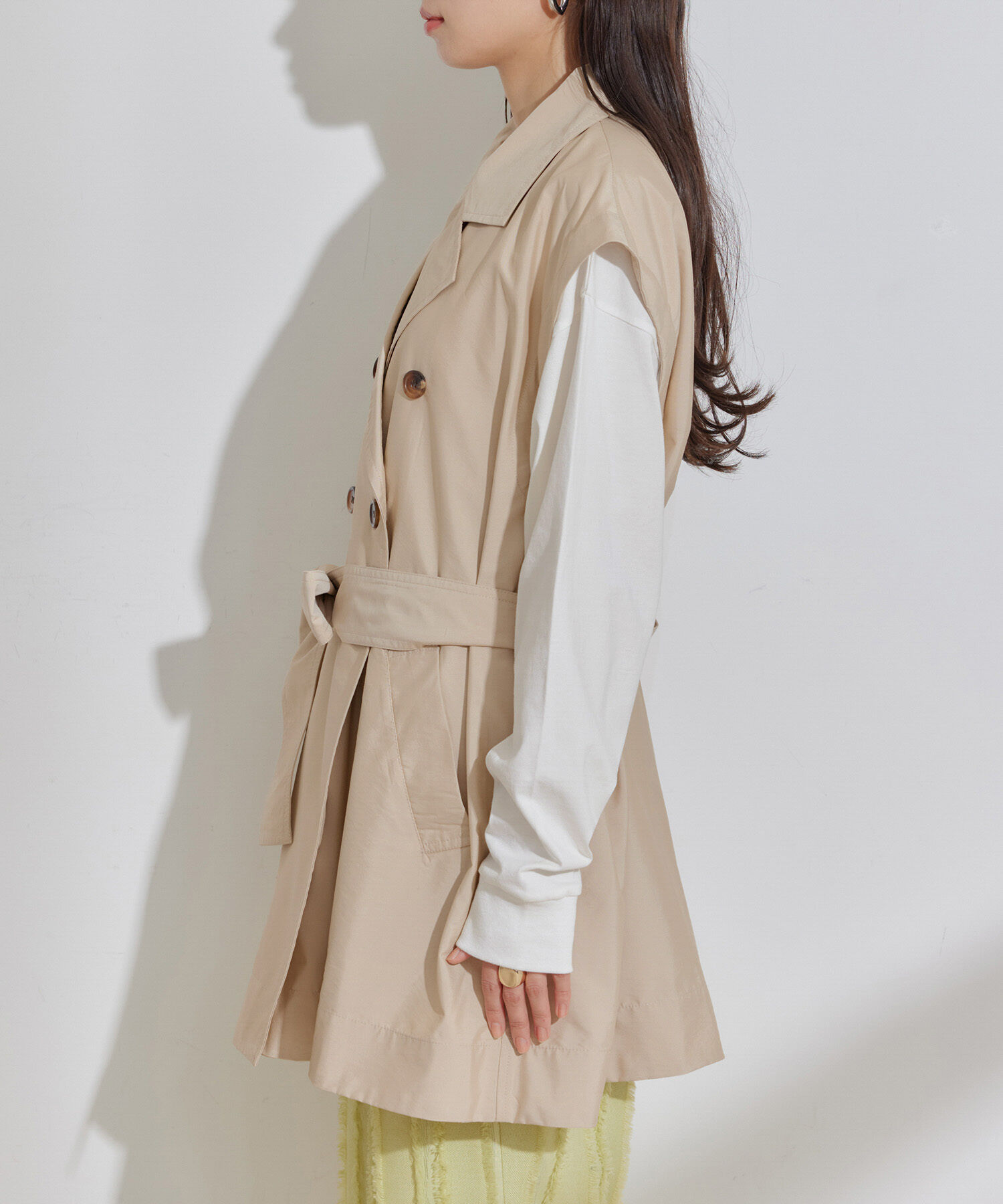 VIS「【セットアップ対応】マルチWAYミドル丈ジレトレンチコート」|トレンチコート|