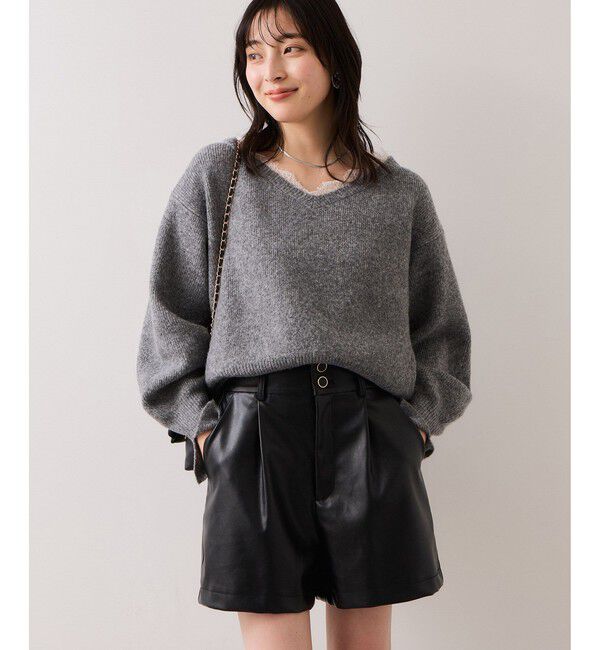 VIS「Vネックレースニットプルオーバー」|ニット・セーター|