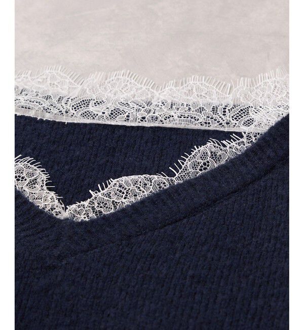 VIS「Vネックレースニットプルオーバー」|ニット・セーター|