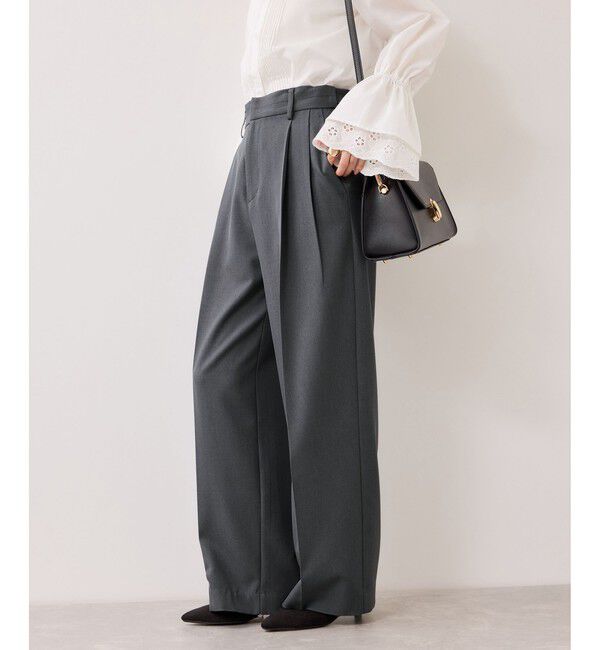 VIS「【美easy】コンフォートストレートワイドパンツ/イージーケア・UVケア・セットアップ対応」|チノ|