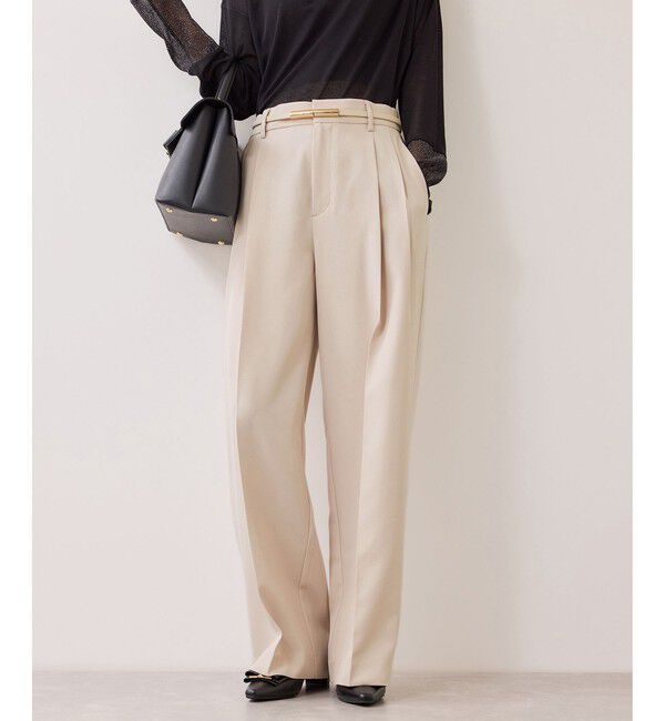 VIS「【美easy】コンフォートストレートワイドパンツ/イージーケア・UVケア・セットアップ対応」|チノ|ベージュ(27)