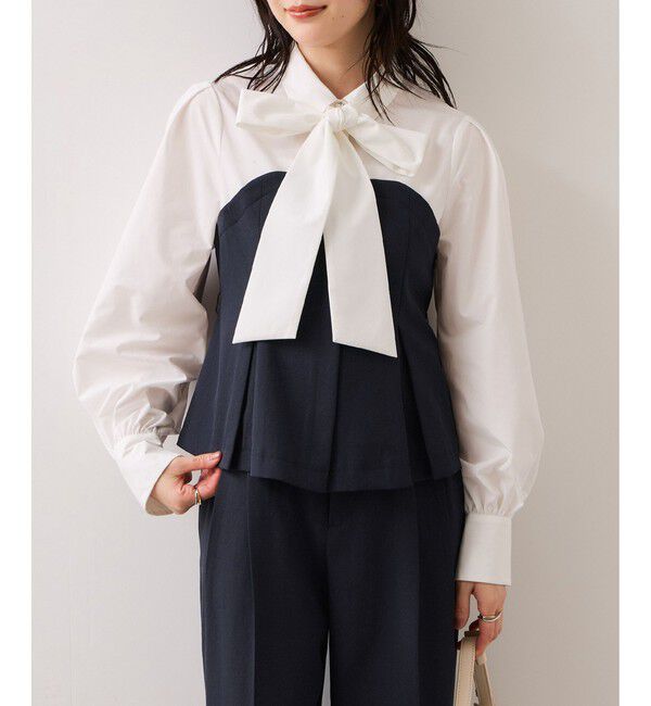VIS「【美easy】コンフォートボウタイドッキングシャツ/イージーケア・2WAY」|シャツ・ブラウス|