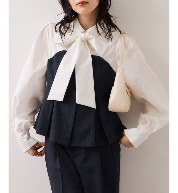 VIS「【美easy】コンフォートボウタイドッキングシャツ/イージーケア・2WAY」|シャツ・ブラウス|ネイビー(40)