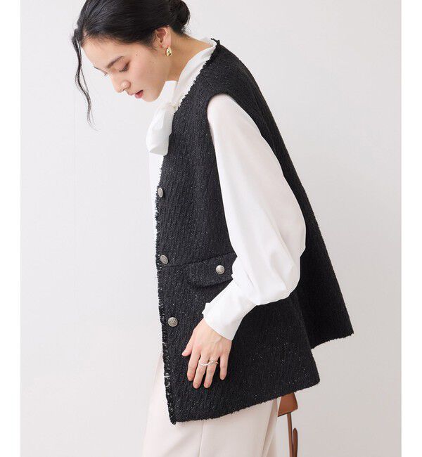VIS「【WEB限定】ノーカラーツイードジレ」|ベスト・ジレ|