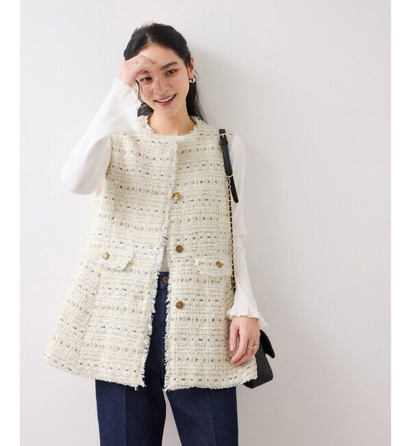 VIS「【WEB限定】ノーカラーツイードジレ」|ベスト・ジレ|