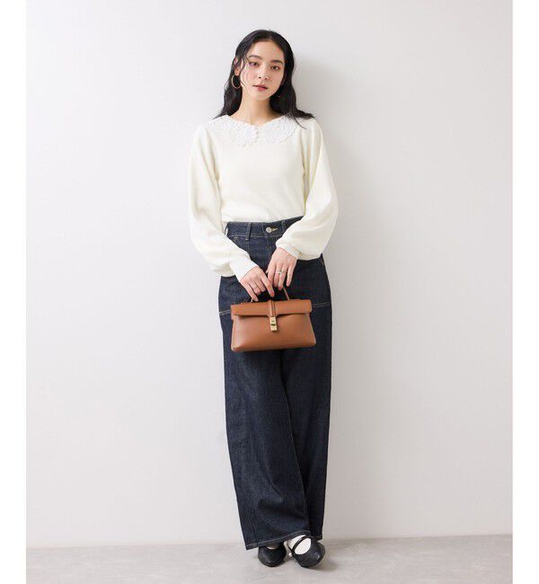 VIS「レースカラーニットプルオーバー/イージーケア」|ニット・セーター|