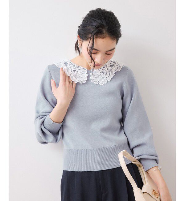 VIS「レースカラーニットプルオーバー/イージーケア」|ニット・セーター|