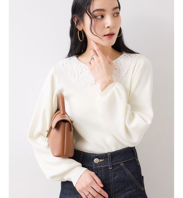 VIS「レースカラーニットプルオーバー/イージーケア」|ニット・セーター|