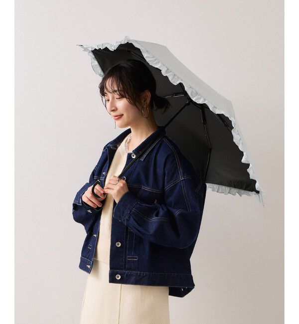 VIS「【WEB限定】【Wpc.】晴雨兼用・遮光クラシックフリル日傘 mini」|傘|サックス(48)