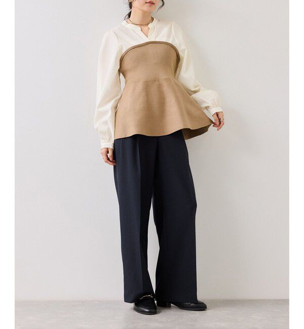 VIS「ペプラムニットドッキングブラウス」|シャツ・ブラウス|