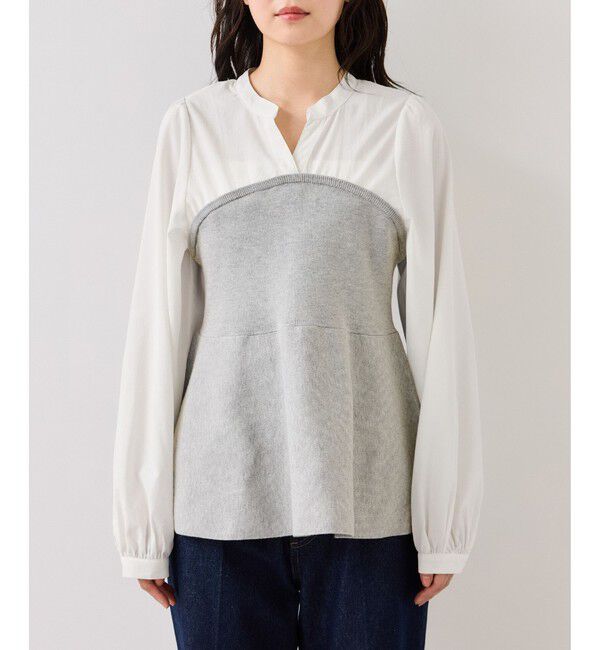 VIS「ペプラムニットドッキングブラウス」|シャツ・ブラウス|