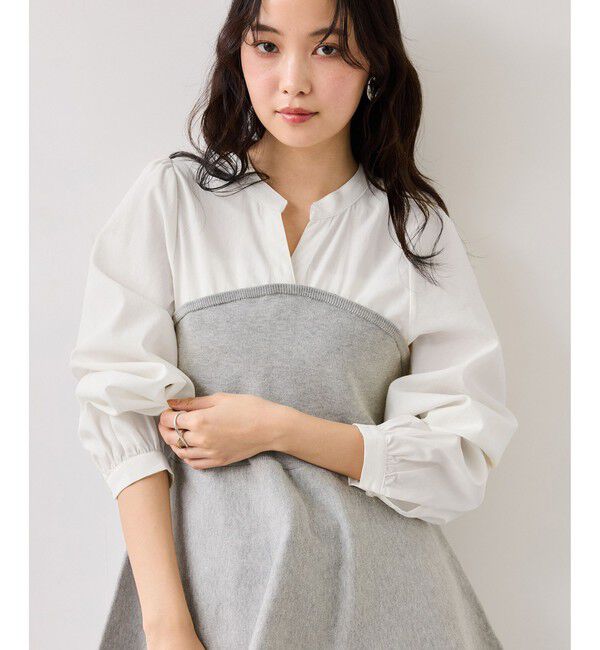 VIS「ペプラムニットドッキングブラウス」|シャツ・ブラウス|