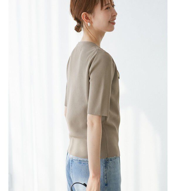 Rope&rsquo;Picnic「【イージーケア・UVカット・接触冷感・洗濯機OK】ハーフスリーブニットプルオーバー」|ニット・セーター|