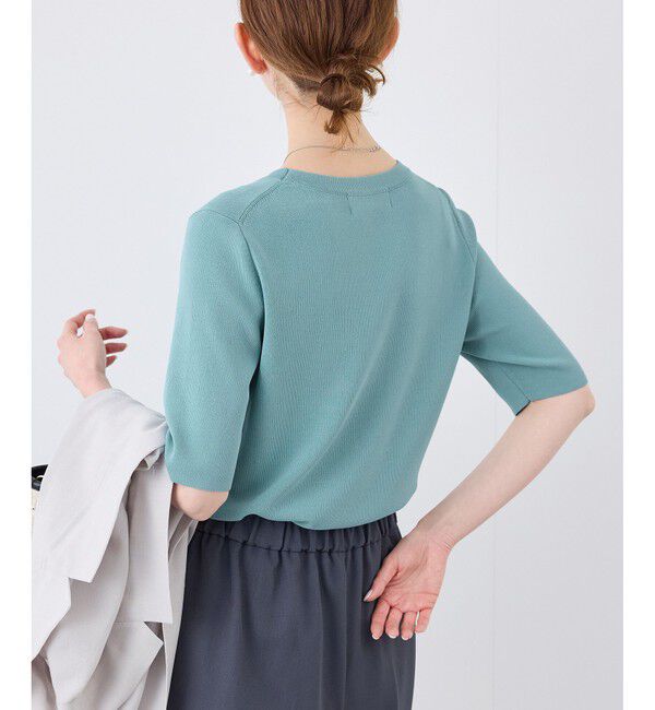 Rope&rsquo;Picnic「【イージーケア・UVカット・接触冷感・洗濯機OK】ハーフスリーブニットプルオーバー」|ニット・セーター|