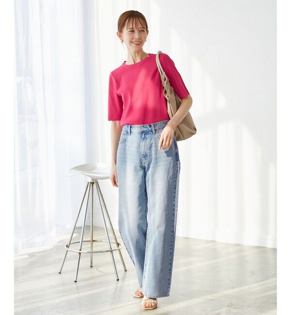 Rope&rsquo;Picnic「【イージーケア・UVカット・接触冷感・洗濯機OK】ハーフスリーブニットプルオーバー」|ニット・セーター|