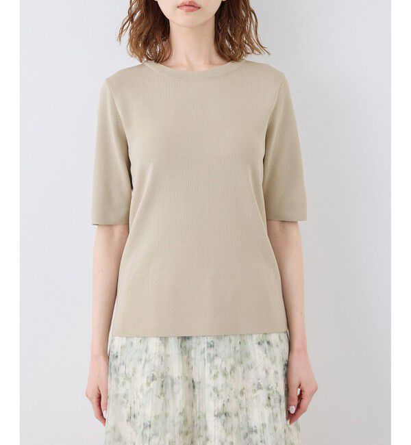 Rope&rsquo;Picnic「【イージーケア・UVカット・接触冷感・洗濯機OK】ハーフスリーブニットプルオーバー」|ニット・セーター|