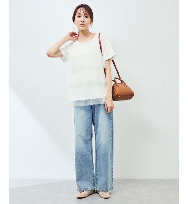 Rope&rsquo;Picnic「プリーツチュールドッキングTシャツ」|Tシャツ・カットソー|