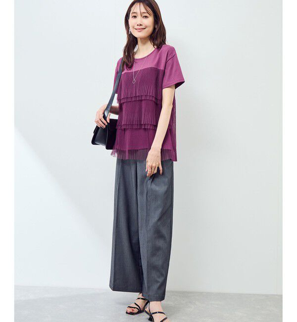 Rope&rsquo;Picnic「プリーツチュールドッキングTシャツ」|Tシャツ・カットソー|