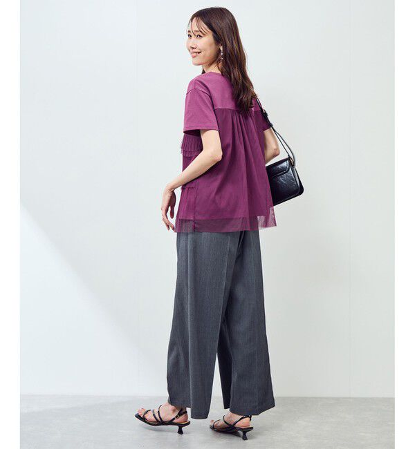 Rope&rsquo;Picnic「プリーツチュールドッキングTシャツ」|Tシャツ・カットソー|