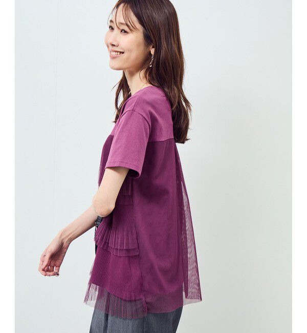 Rope&rsquo;Picnic「プリーツチュールドッキングTシャツ」|Tシャツ・カットソー|