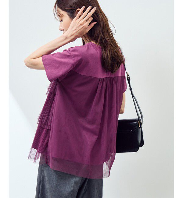 Rope&rsquo;Picnic「プリーツチュールドッキングTシャツ」|Tシャツ・カットソー|