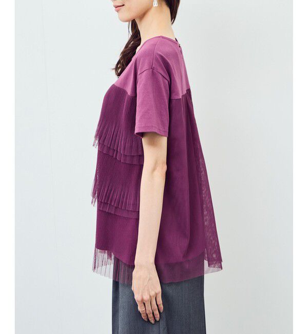 Rope&rsquo;Picnic「プリーツチュールドッキングTシャツ」|Tシャツ・カットソー|