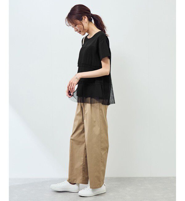 Rope&rsquo;Picnic「プリーツチュールドッキングTシャツ」|Tシャツ・カットソー|