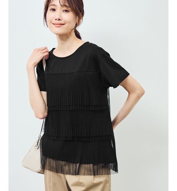 Rope&rsquo;Picnic「プリーツチュールドッキングTシャツ」|Tシャツ・カットソー|