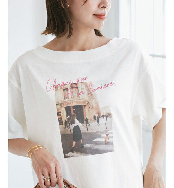 Rope&rsquo;Picnic「オフショルプリントハーフスリーブTシャツ」|Tシャツ・カットソー|ホワイト系(11)