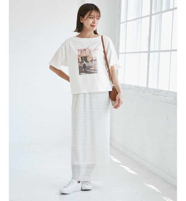 Rope&rsquo;Picnic「オフショルプリントハーフスリーブTシャツ」|Tシャツ・カットソー|