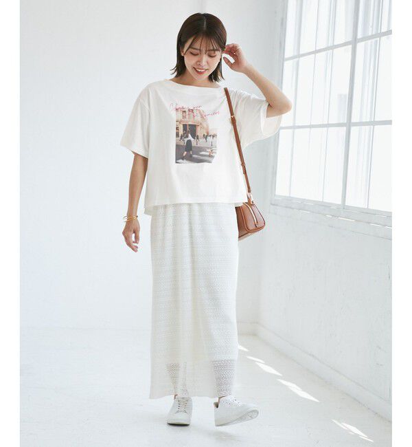 Rope&rsquo;Picnic「オフショルプリントハーフスリーブTシャツ」|Tシャツ・カットソー|