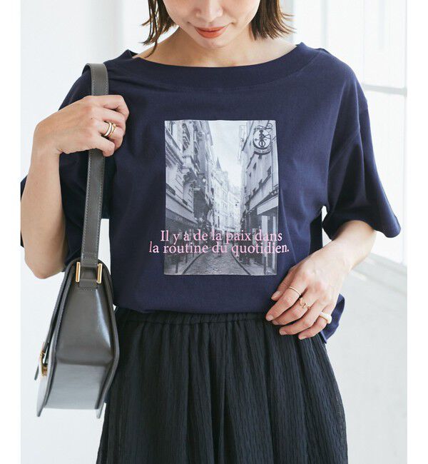 Rope&rsquo;Picnic「オフショルプリントハーフスリーブTシャツ」|Tシャツ・カットソー|ネイビー系(41)