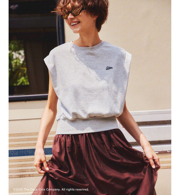 Rope&rsquo;Picnic「【Coca-Cola】【汗染み加工・セットアップ対応】ラメ入りミニ裏毛フレンチスリーブTシャツ」|Tシャツ・カットソー|