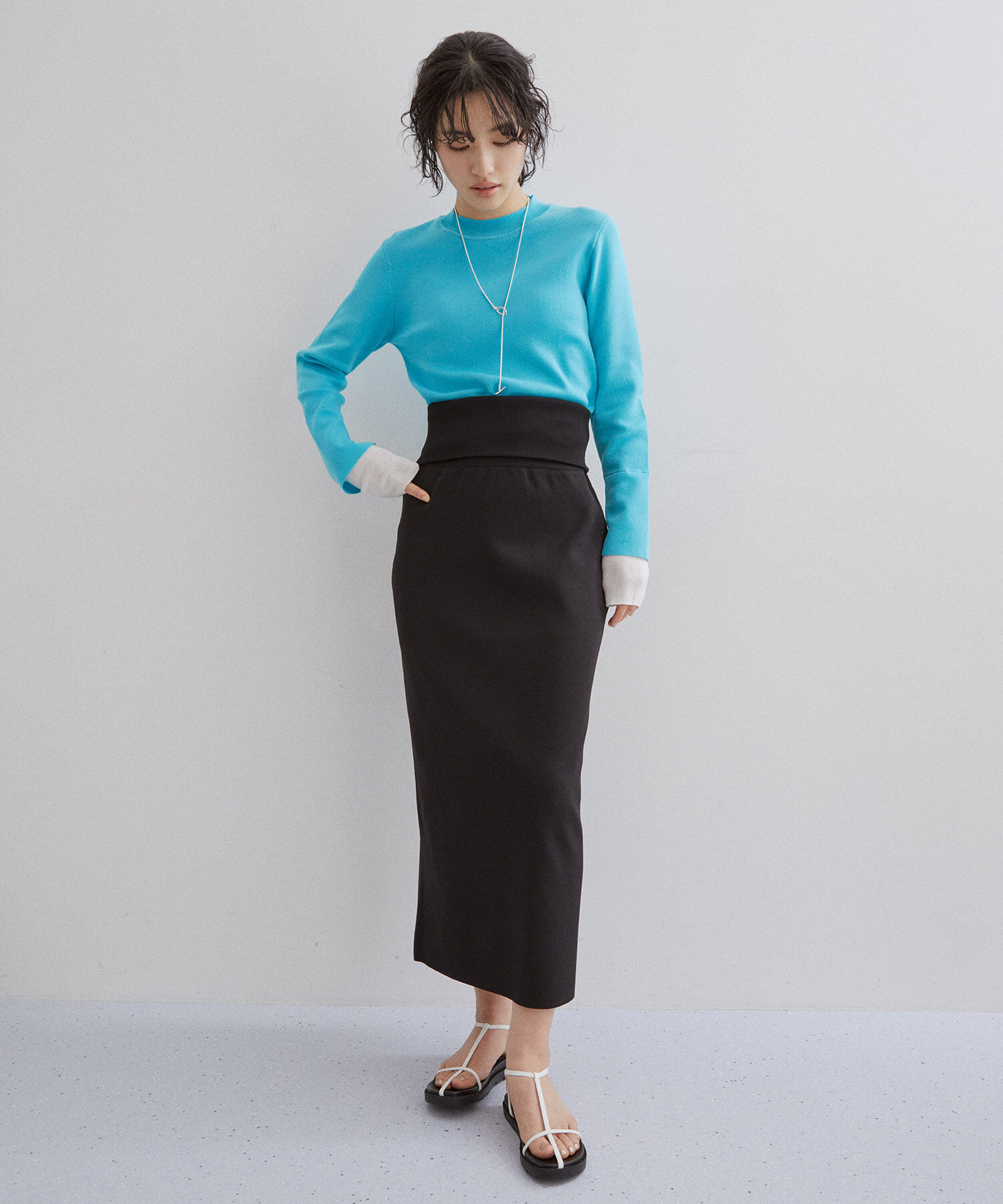 ADAM ET ROPE'「【サステナブル・セットアップ対応】ハイウエストリブニットスカート」|スカート|