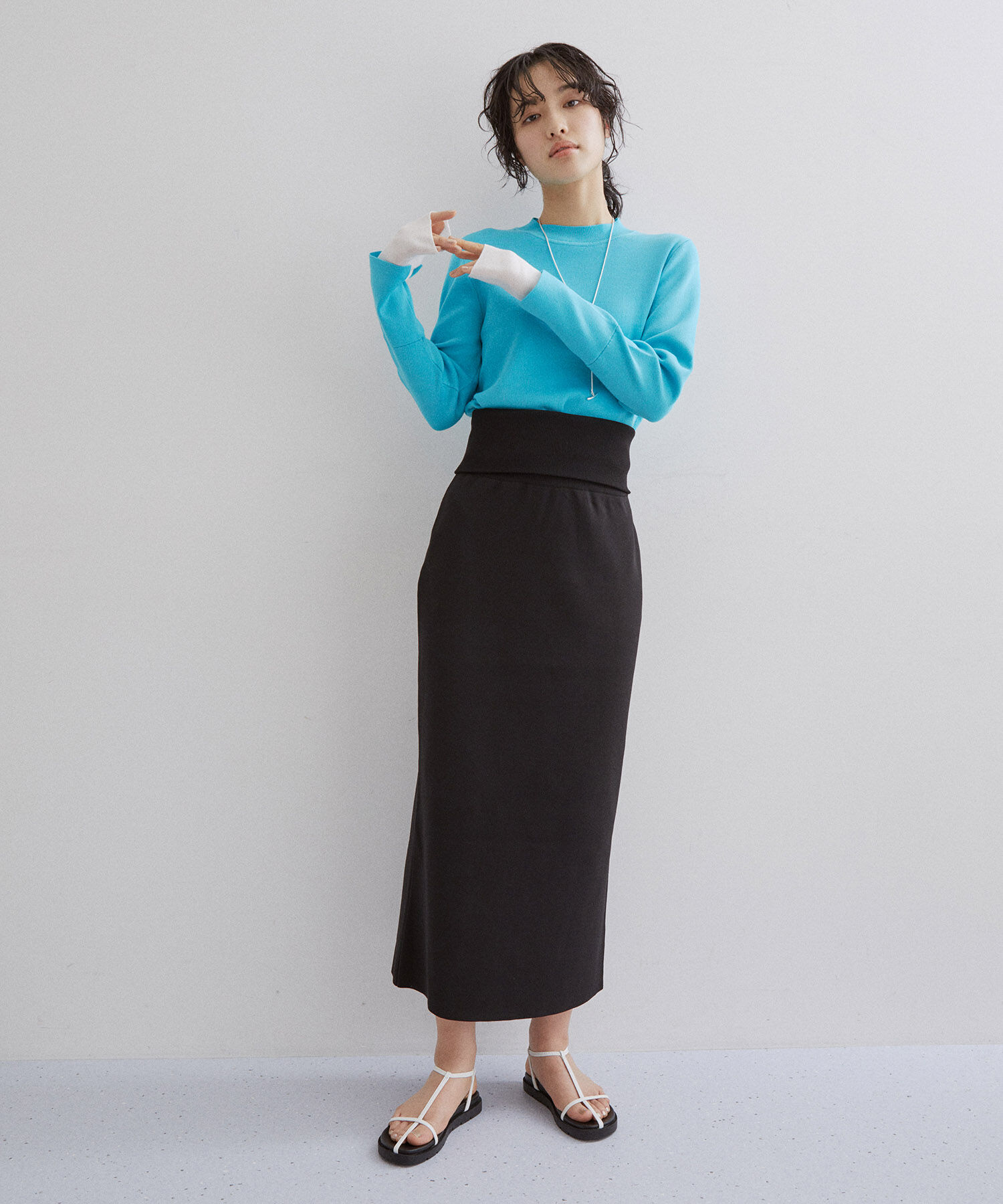 ADAM ET ROPE'「【サステナブル・セットアップ対応】ハイウエストリブニットスカート」|スカート|