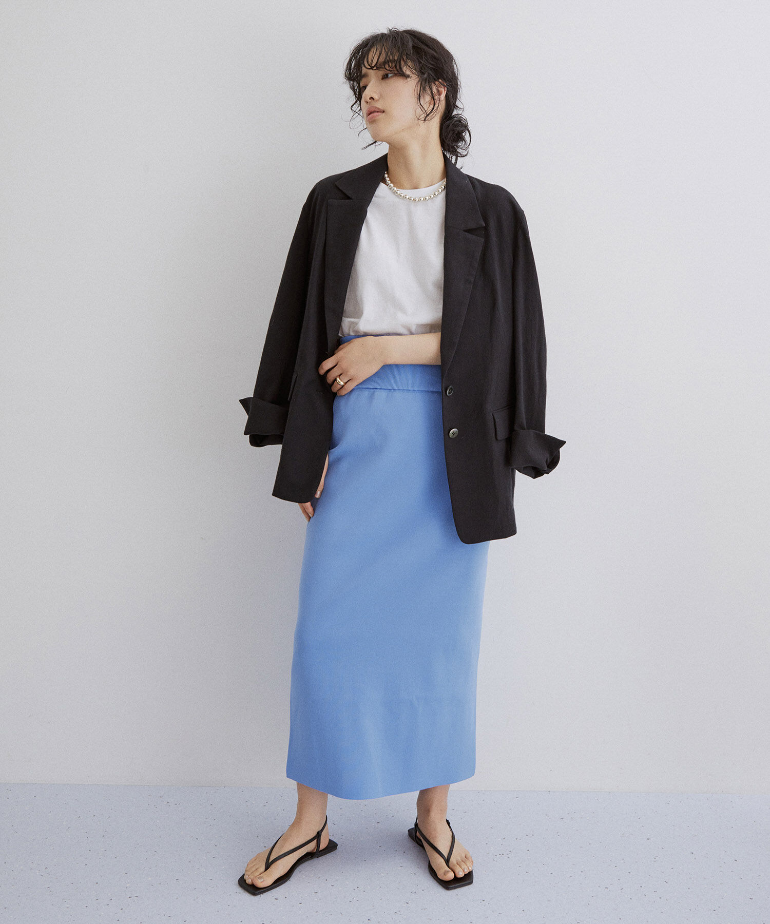 ADAM ET ROPE'「【サステナブル・セットアップ対応】ハイウエストリブニットスカート」|スカート|