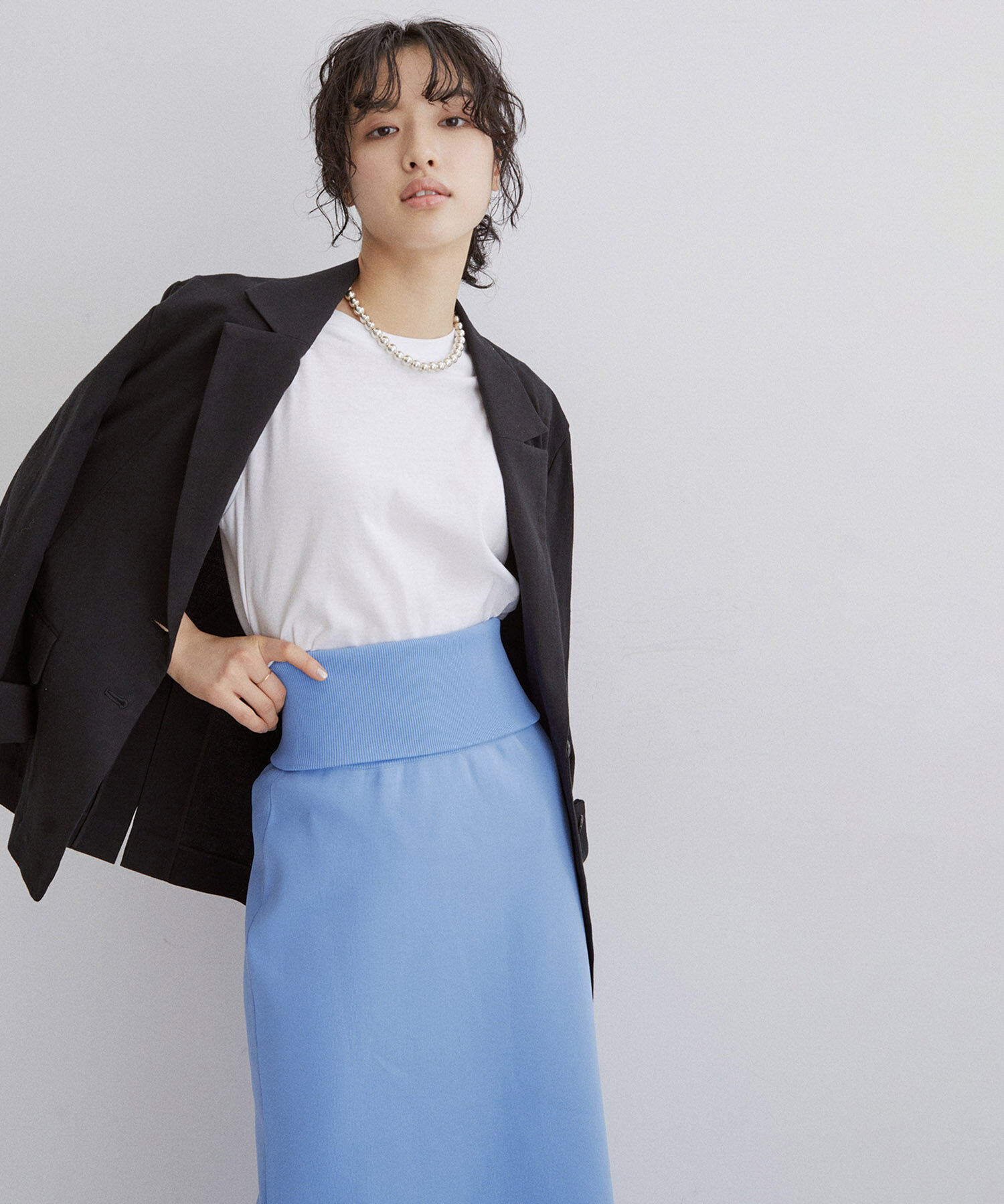 ADAM ET ROPE'「【サステナブル・セットアップ対応】ハイウエストリブニットスカート」|スカート|