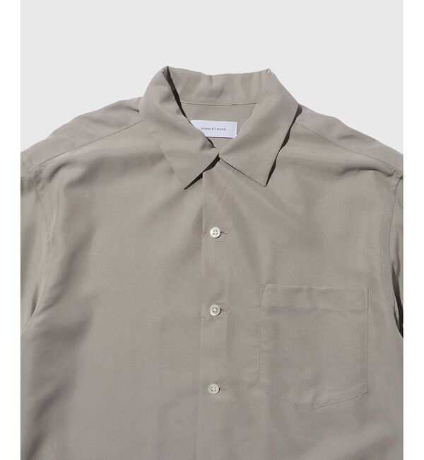 ADAM ET ROPE'「	スエードタッチレーヨン オープンカラー ハーフスリーブ シャツ」|シャツ・ブラウス|