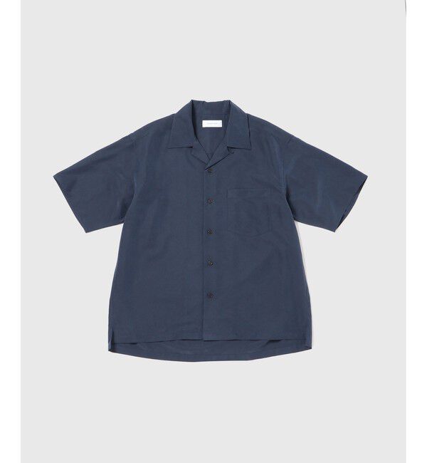ADAM ET ROPE'「	スエードタッチレーヨン オープンカラー ハーフスリーブ シャツ」|シャツ・ブラウス|ネイビー(40)