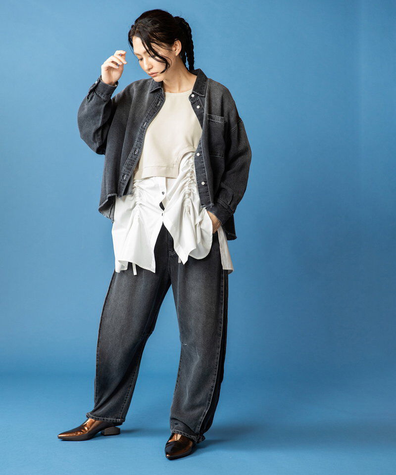  「セルロースデニムタックパンツ」|デニム|